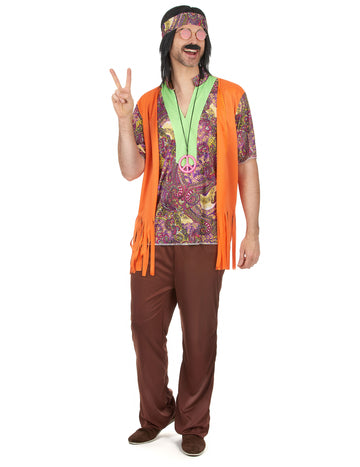 Pánský růžovo-hnědý hippie kostým