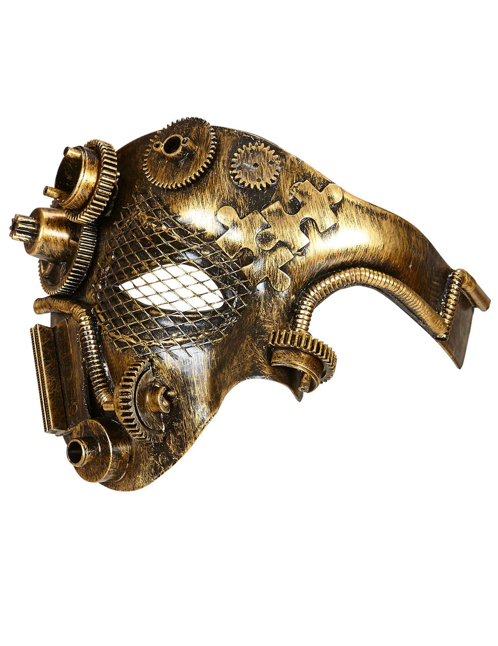 Vue de profil du demi masque Steampunk pour adulte