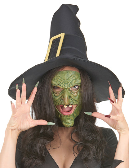 Polomaska na nos a bradu zelená čarodějnice pro dospělé