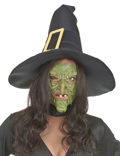 Polomaska na nos a bradu zelená čarodějnice pro dospělé