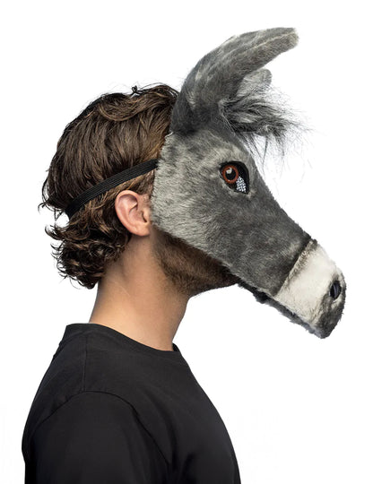 Poloviční plyšová maska osla pro dospělé 