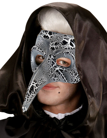Benátská polomaska s dlouhým nosem, popraskaný efekt, dospělý