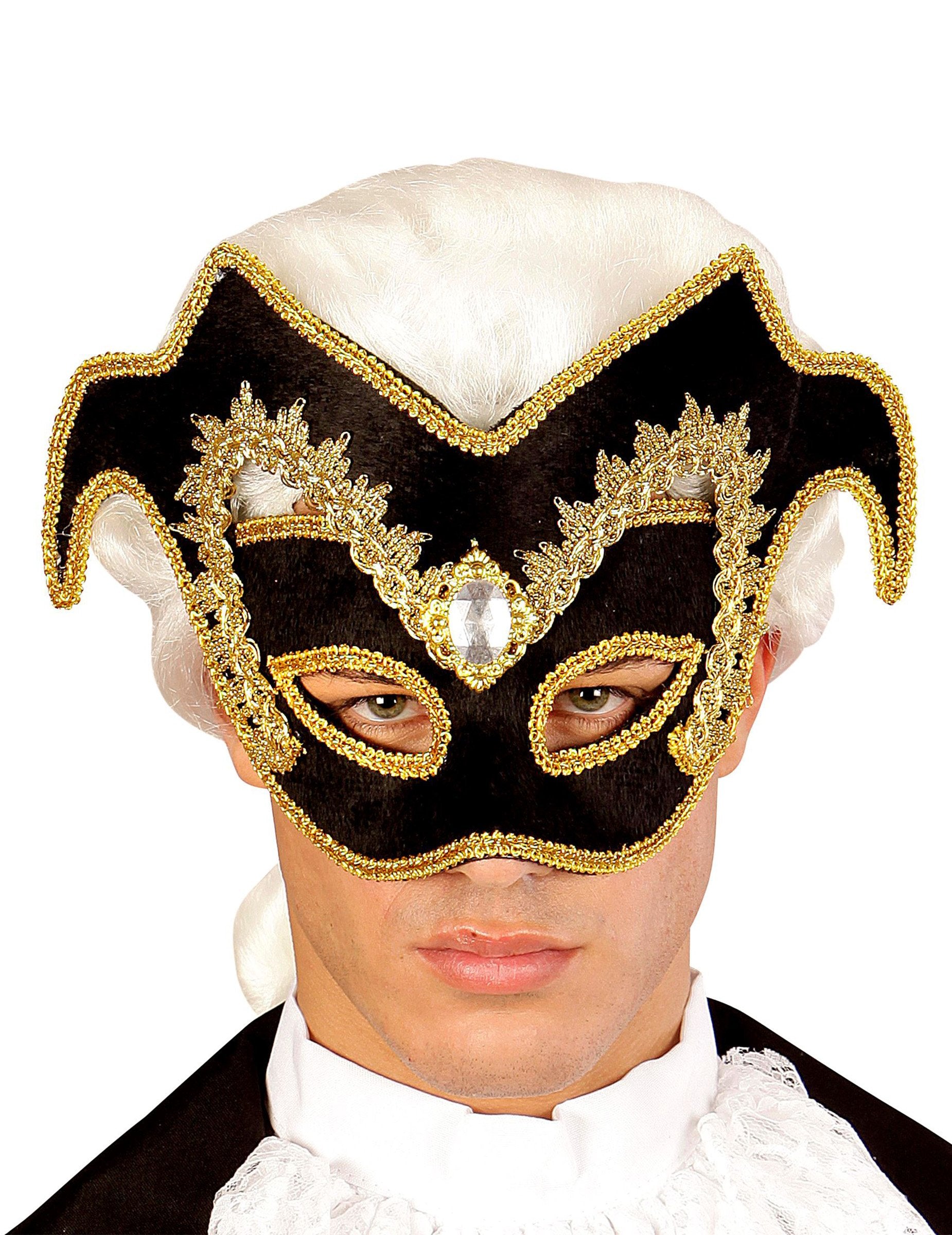 Vue de face du demi masque vénitien pour adulte