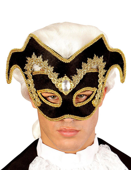 Vue de face du demi masque vénitien pour adulte