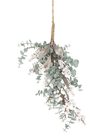 Girlanda z větviček eukalyptu s duhovými třpytkami 56 cm 