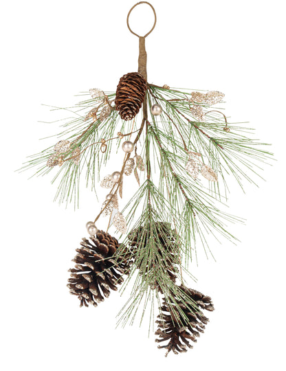 Girlanda z šišek se třpytkami v barvě šampaňského 45 cm 