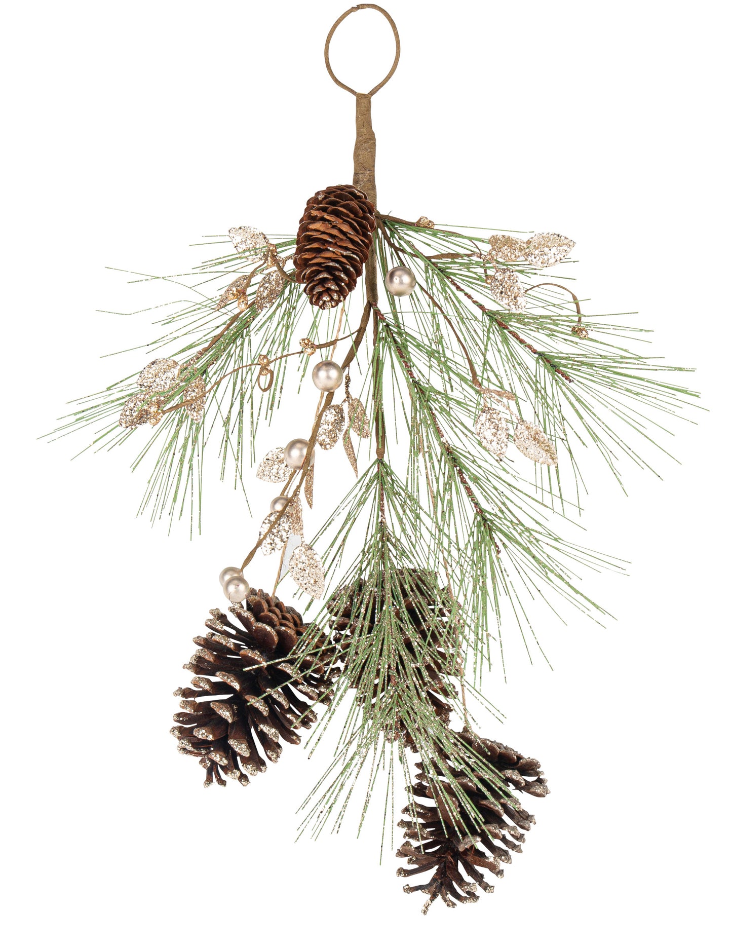 Sestupné šišky třpytivé šampaňské 45 cm zlatá jedle