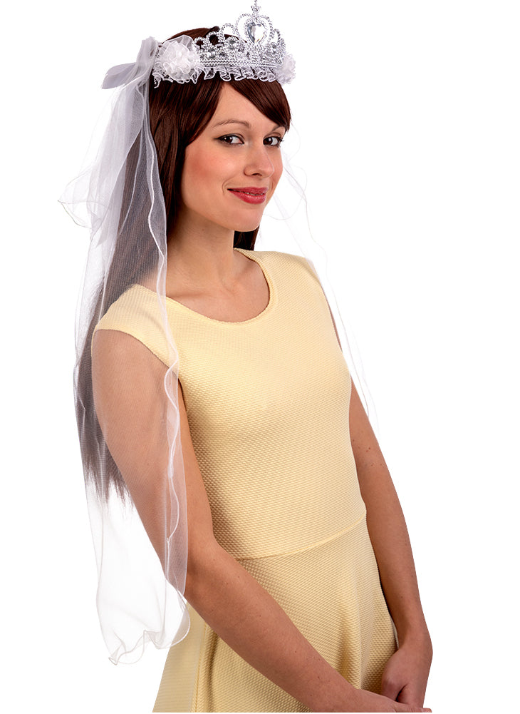 Hochzeits-Diadem Schleier für Damen Kostüm-Accessoire weiss