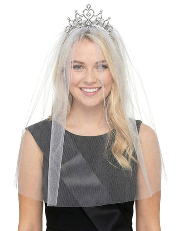 Diadem mit Schleier Zombiebraut Damen Halloween