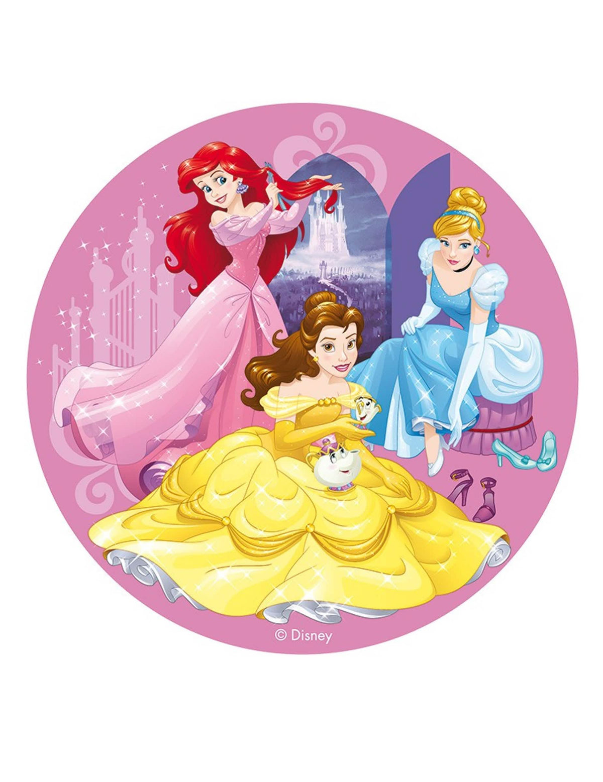 Jedlý papírový disk princezny Disney růžová s Ariel kráska a Popelka