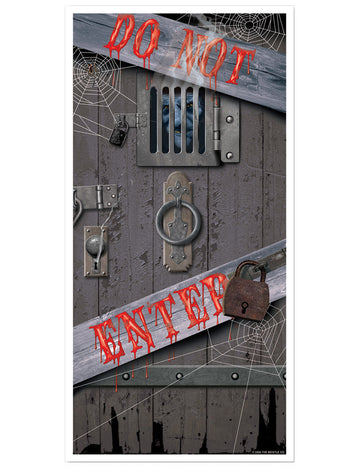 Décoration pour porte Do Not Enter pour Halloween gris avec lettrage rouge sanglant et visage monstrueux