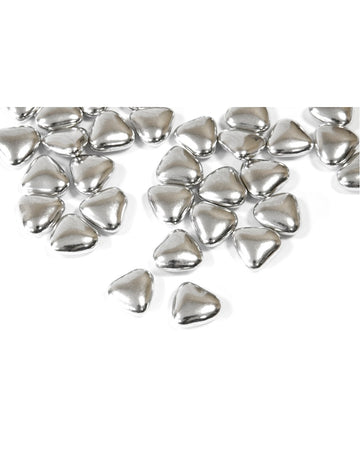 Stříbrné čokoládové mini srdíčka dražé 250 g 1.5 cm 