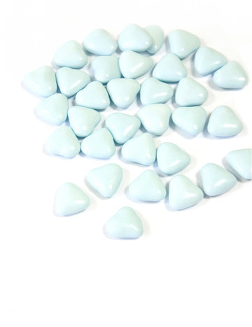 Dragées mini coeur chocolat pour communion bleu clair