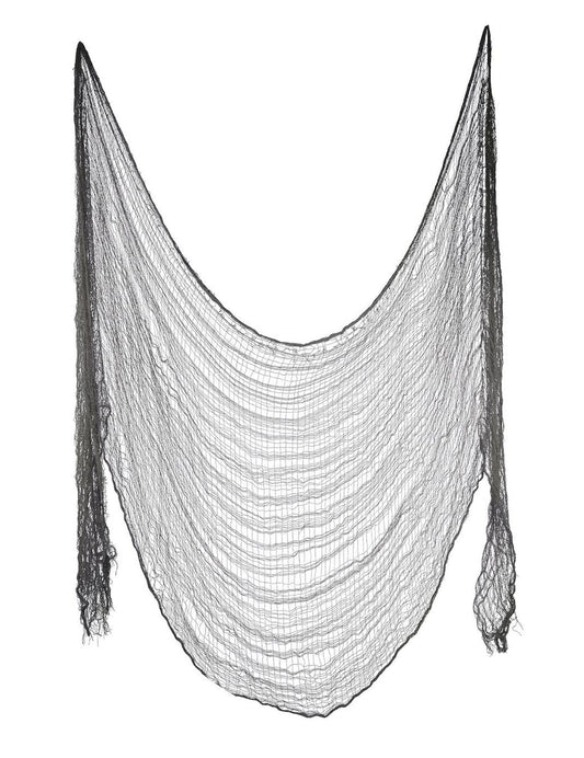 Drap d'Halloween pour décoration gris effet gaze déchirée
