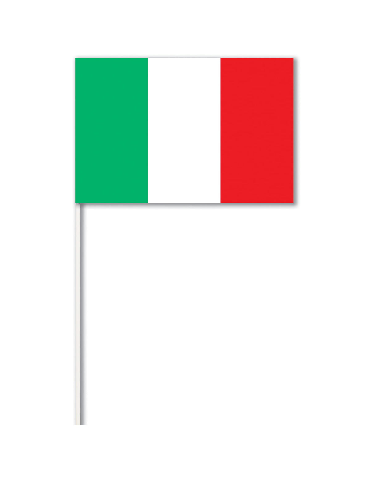 Drapeau papier Italie pour supporter vert blanc rouge avec tige