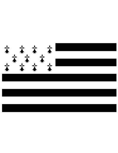 Drapeau supporter Bretagne pour adulte noir et blanc