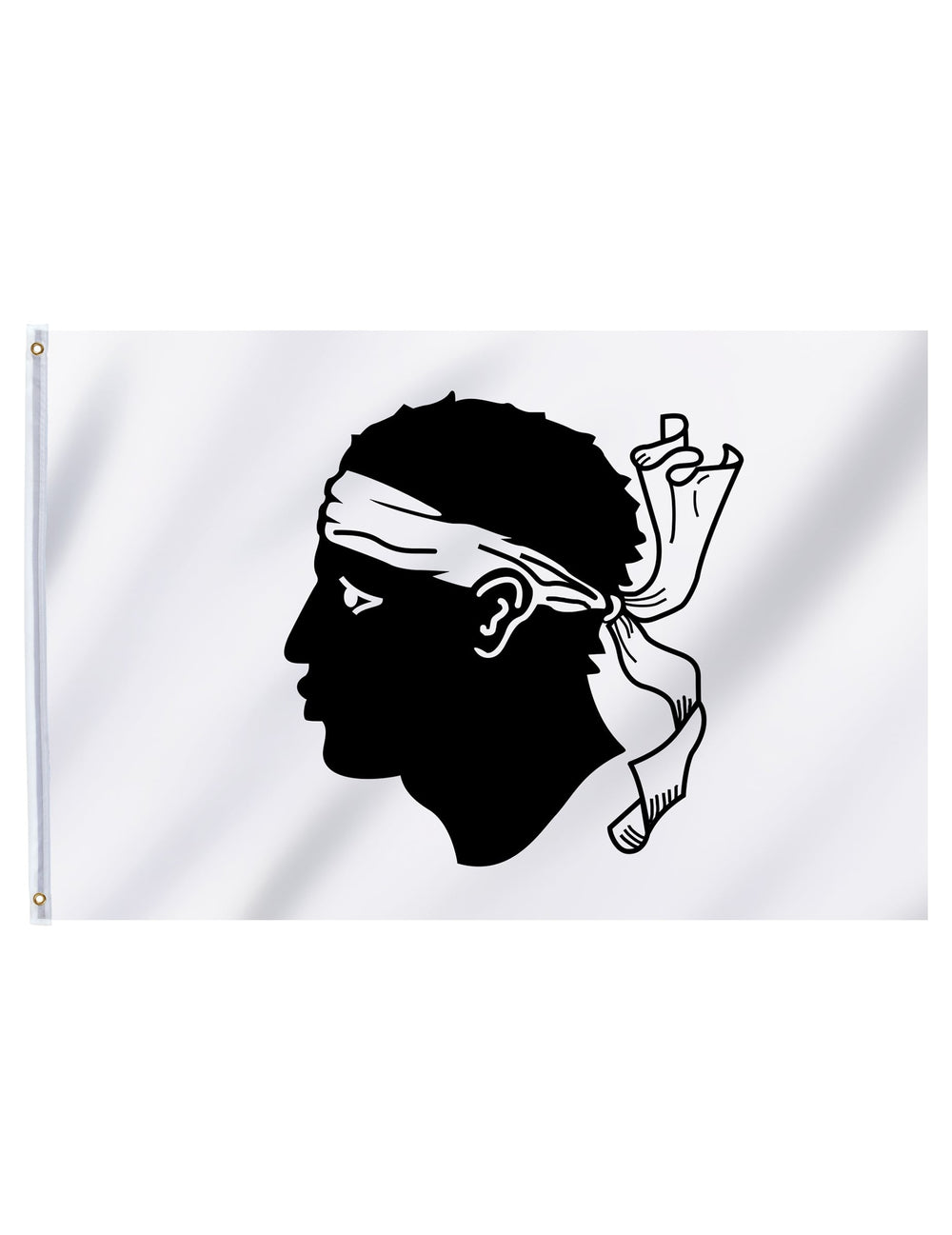 Drapeau Corse pour supporter noir et blanc avec tête de Maure