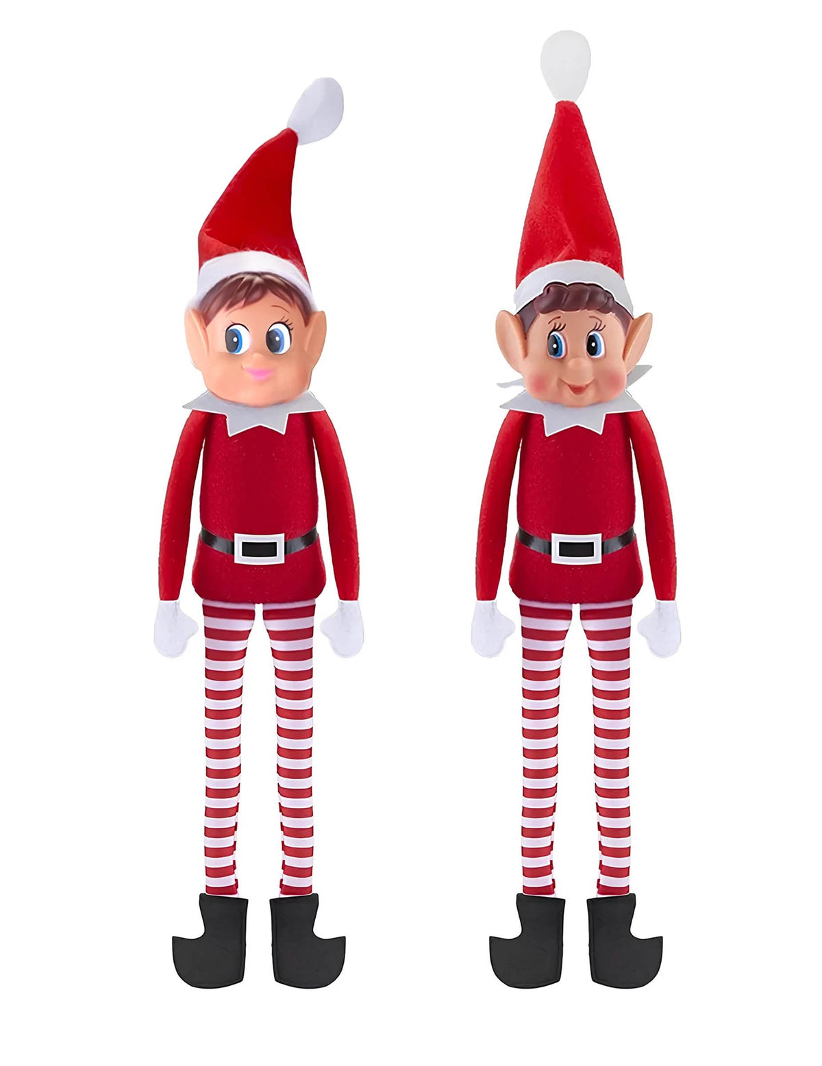 Duo vánočních šprýmařských skřítků Elvie a Elfie pro dítě červená a bílá s pruhy
