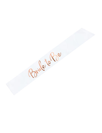 Saténová šerpa na rozlučku se svobodou pro budoucí nevěstu, bílá a růžově zlatá