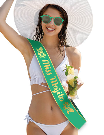 Echarpe Miss Mojito pour femme verte avec inscription dorée