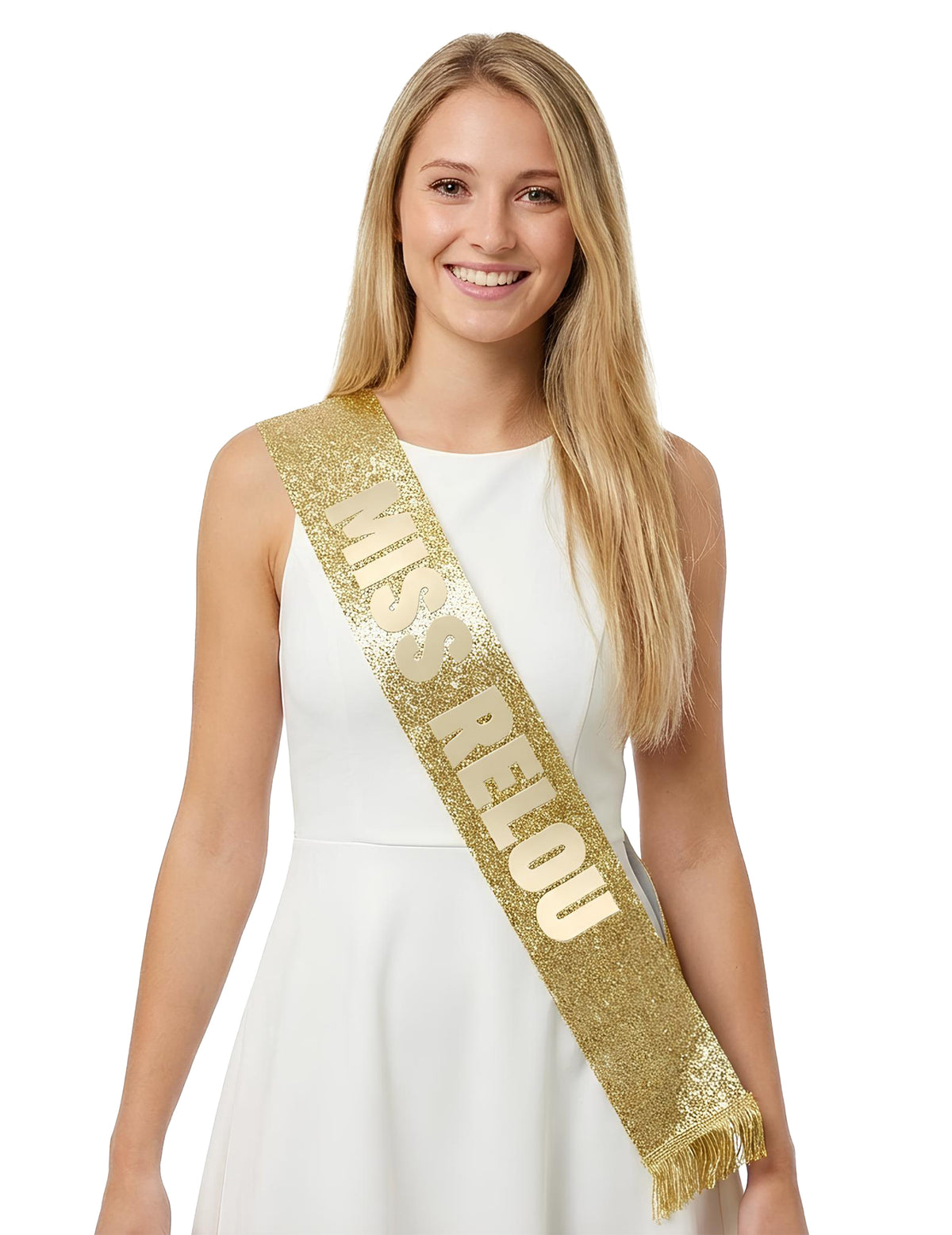 Echarpe Miss Relou à paillettes pour femme dorée