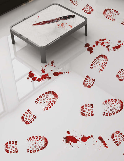 Empreintes de pas adhésives sanglantes pour Halloween rouges