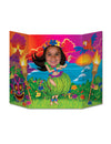 Passe tête en carton Hula Girl Hawaï pour enfant multicolore avec décor tropical