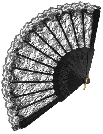 Černý krajkový vějíř 24 cm dospělý
