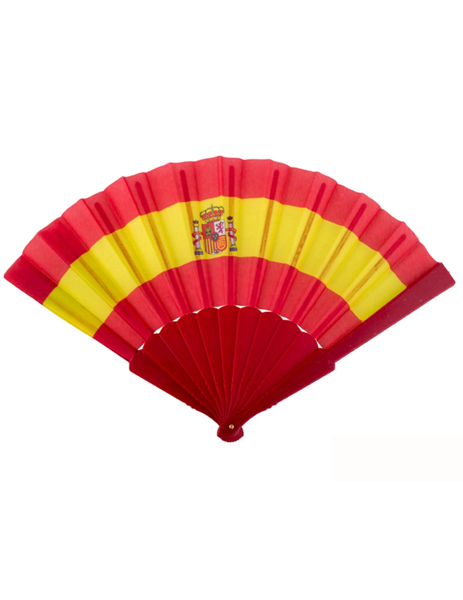 Eventail supporter Espagne pour adulte rouge et jaune avec blason