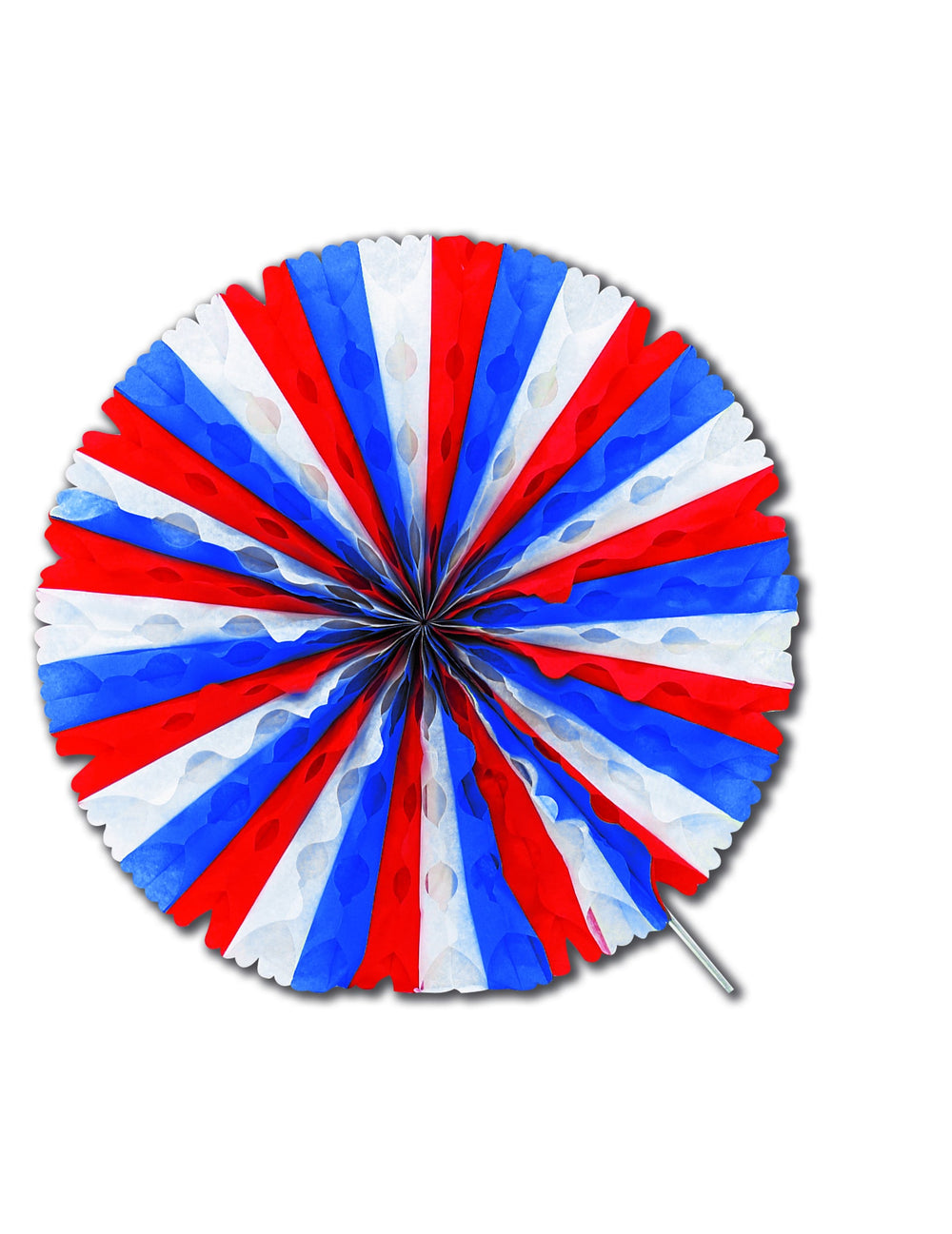 Rosace éventail en papier tricolore bleu blanc rouge