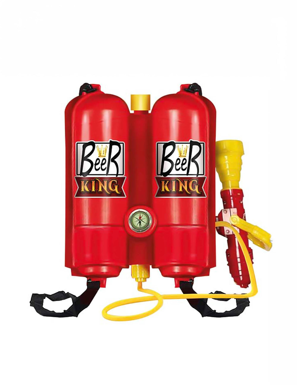 Extincteur humoristique à boisson Beer King pour adulte rouge et jaune
