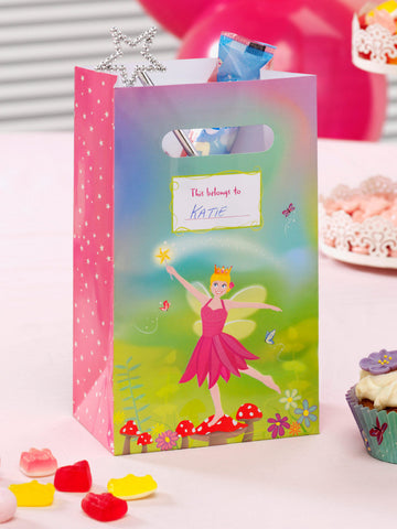 Fairy Party Tašky na party pro děti Dekorace na oslavu 5 kusů růžovo-zelené 27x15cm 