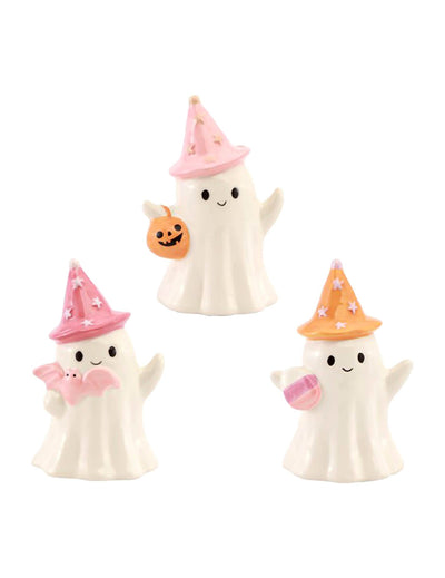 Dekorační duch Summerween z keramiky s hvězdným kloboukem 9,5 x 8 x 15 cm