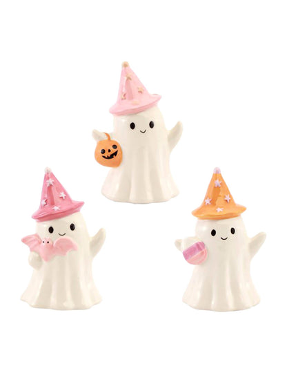 Dekorační duch Summerween z keramiky s hvězdným kloboukem 9,5 x 8 x 15 cm