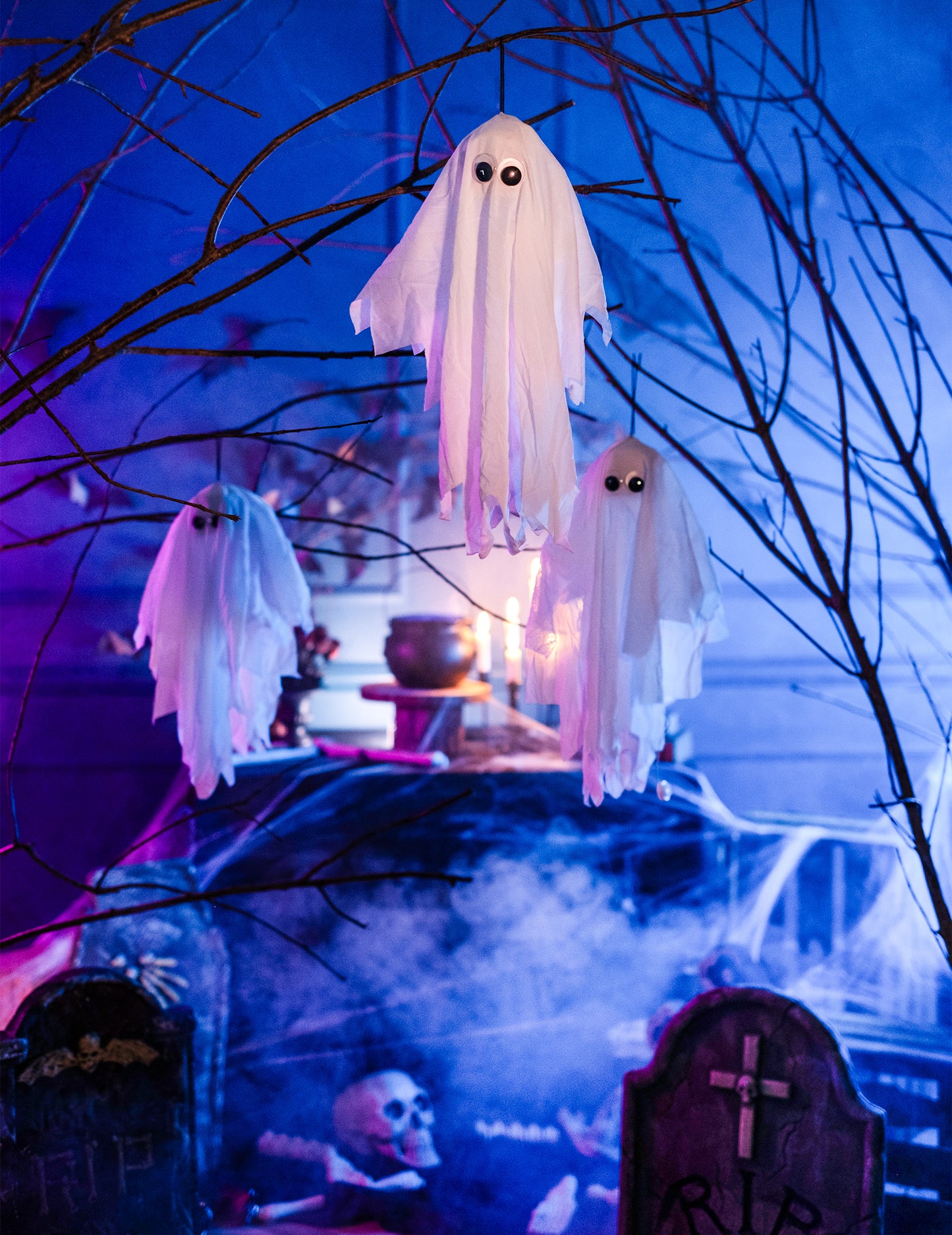 Animovaný a hudební visící třesoucí se duch 48 cm