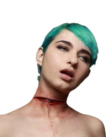 Falešné podříznuté zranění hrdla pro dospělé na Halloween