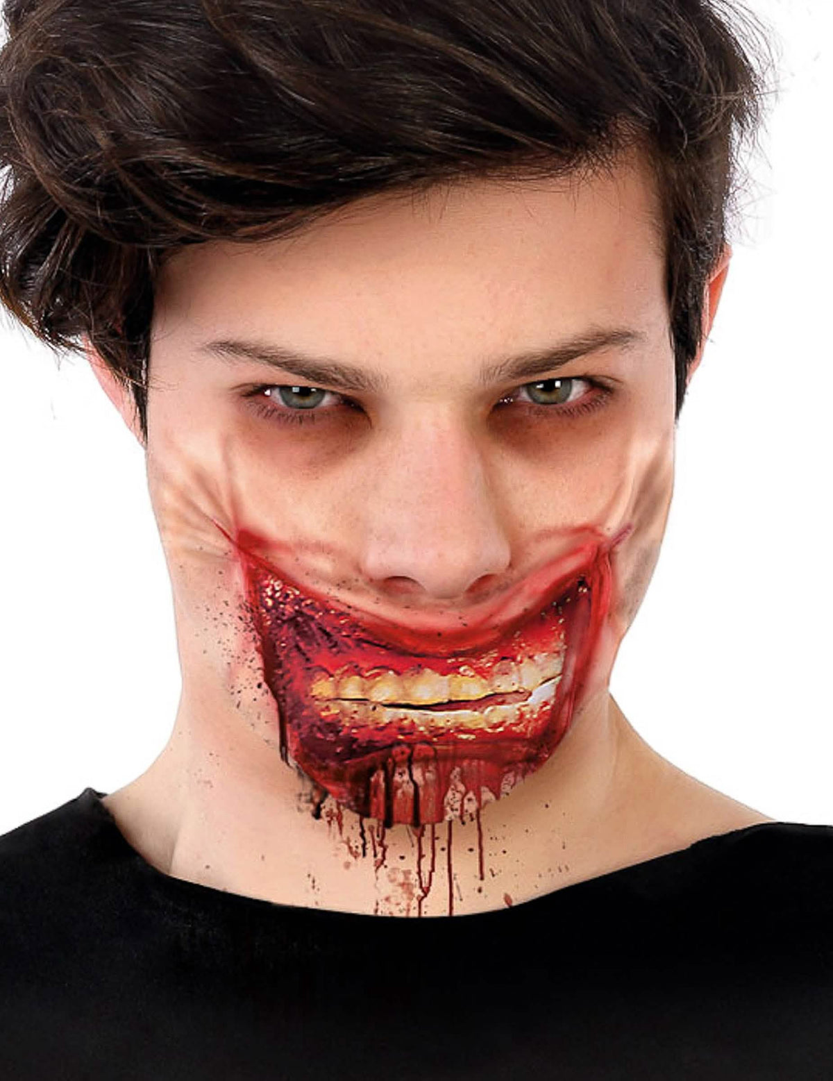 Falešná jizva na čelist zombie pro dospělého, krvavá červená