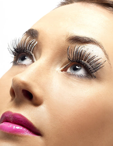 Falsche lange Wimpern für Erwachsene in Schwarz und Silber