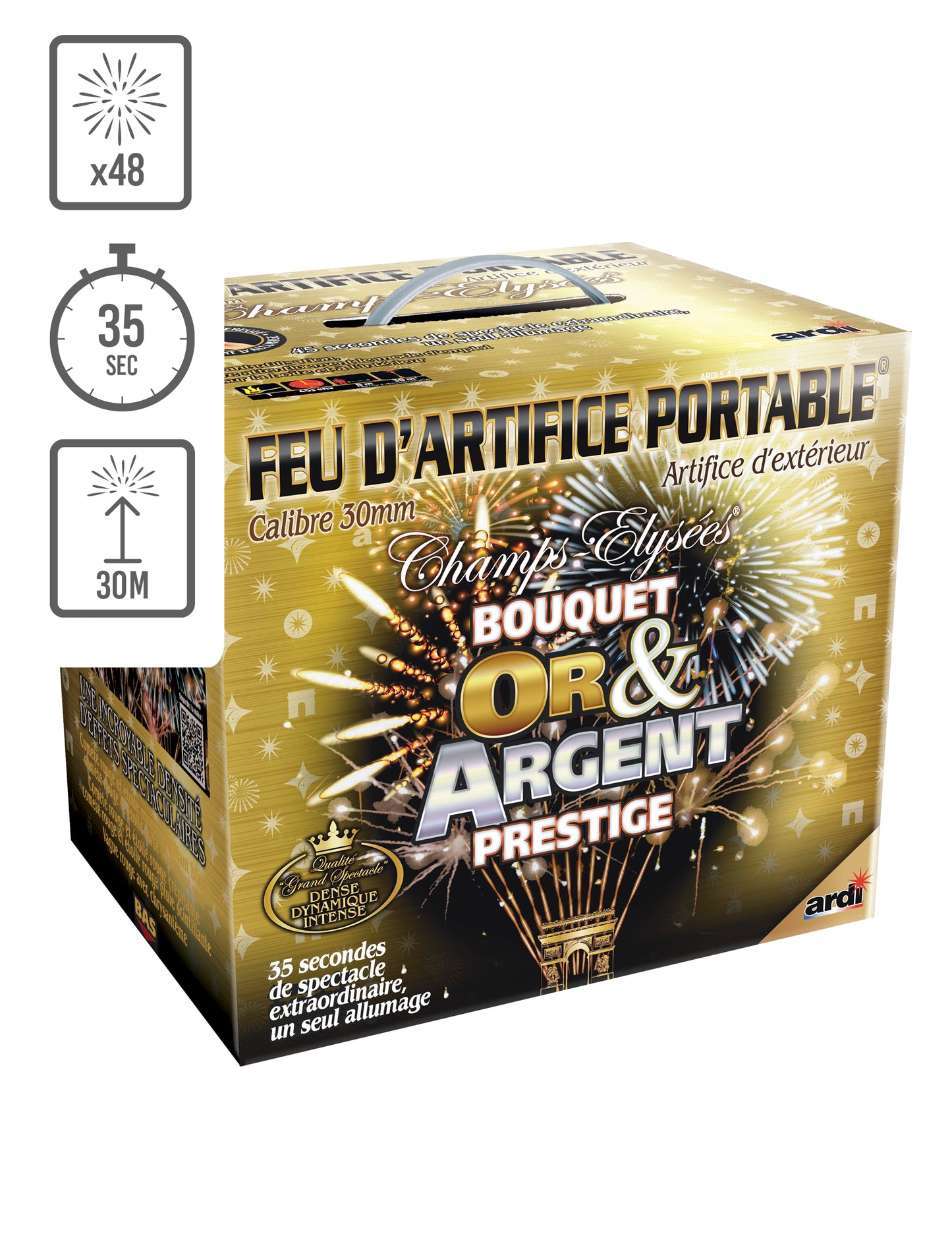 Ohňostroj Portable® Prestige, zlatá a stříbrná kytice, 48 výstřelů, 35 sekund