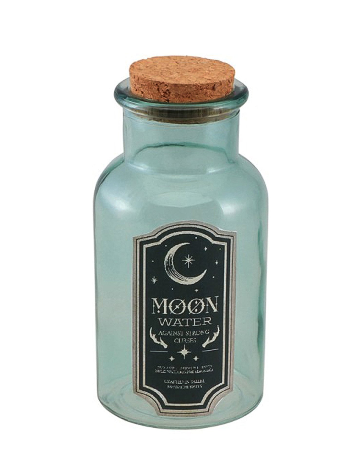 Skleněná lahvička s měsíční vodou, zelená, 13,5 cm