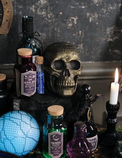 Skleněná lahvička s měsíční vodou, zelená, 13,5 cm