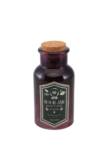 Fialová skleněná lahev s kyselými lektvary 13,5 cm