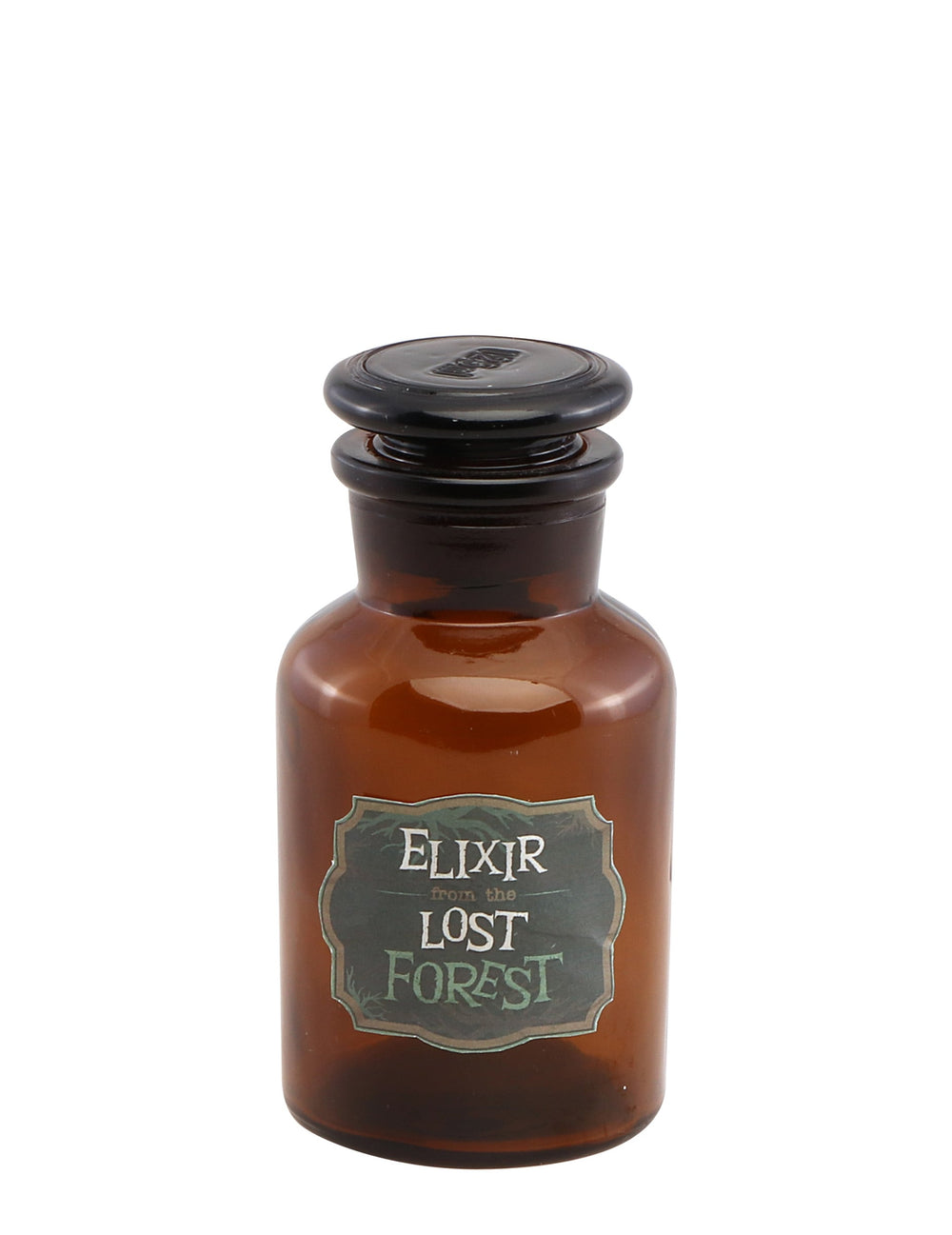 Flacon d'apothicaire Elixir pour décoration marron avec étiquette Lost Forest