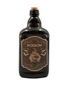 Flacon de poison pour Halloween noir avec étiquette chaudron et bouchon en liège