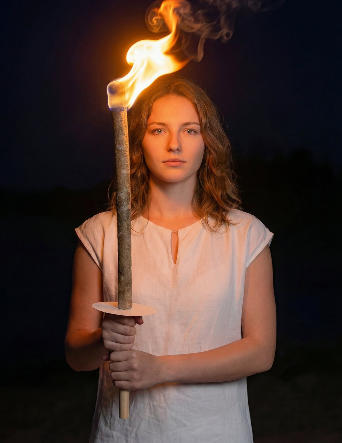 Flambeau en cire 90 minutes pour adulte avec coupelle de protection
