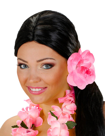 Růžový květ s gumičkou do vlasů