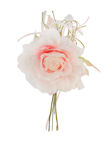 Růžová květinová krajka a korálky 11 x 20 cm na svatbu