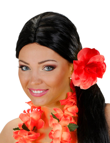 Fleur rouge avec élastique pour cheveux