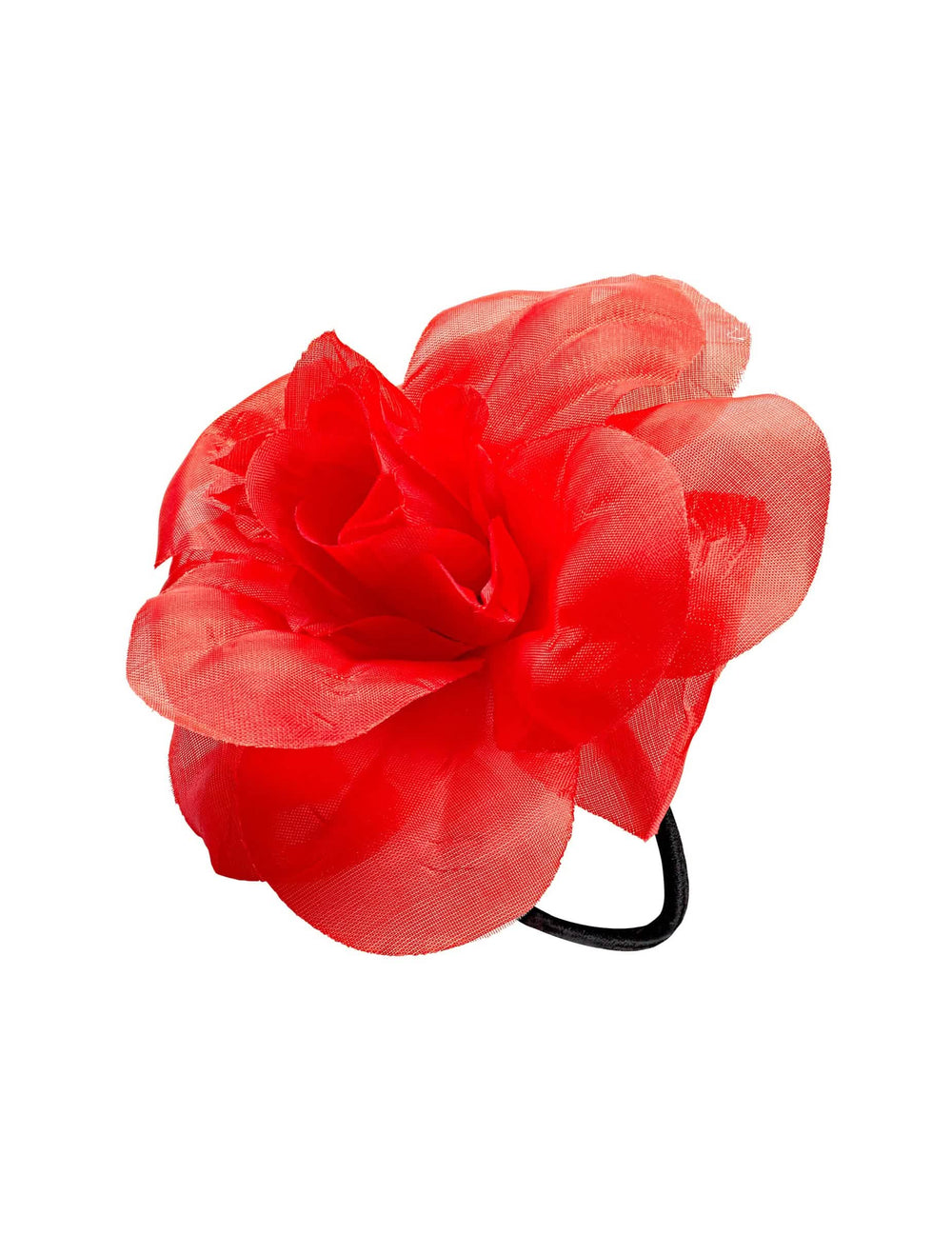 Vue de profil de la fleur avec élastique pour cheveux hawaïenne
