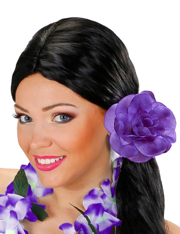 Fialový květ s gumičkou do vlasů